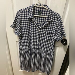 Roots Navy and White Gingham Blue Button-Up Dress 👗